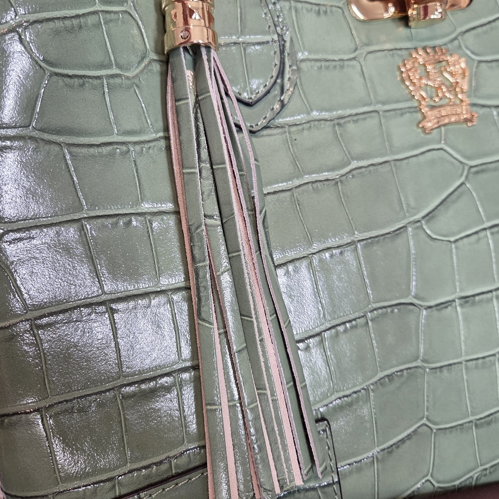 NWT Pratesi Made In Italy Croc Leather Satchel - Picture 11 of 11